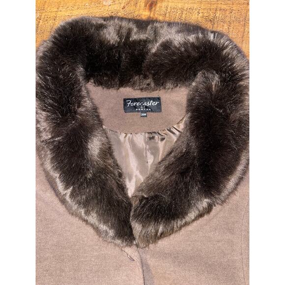 Womens Forecaster of Boston Brown Trench Pea Coat Faux Fur Removable Detail 20W - Picture 5 of 11